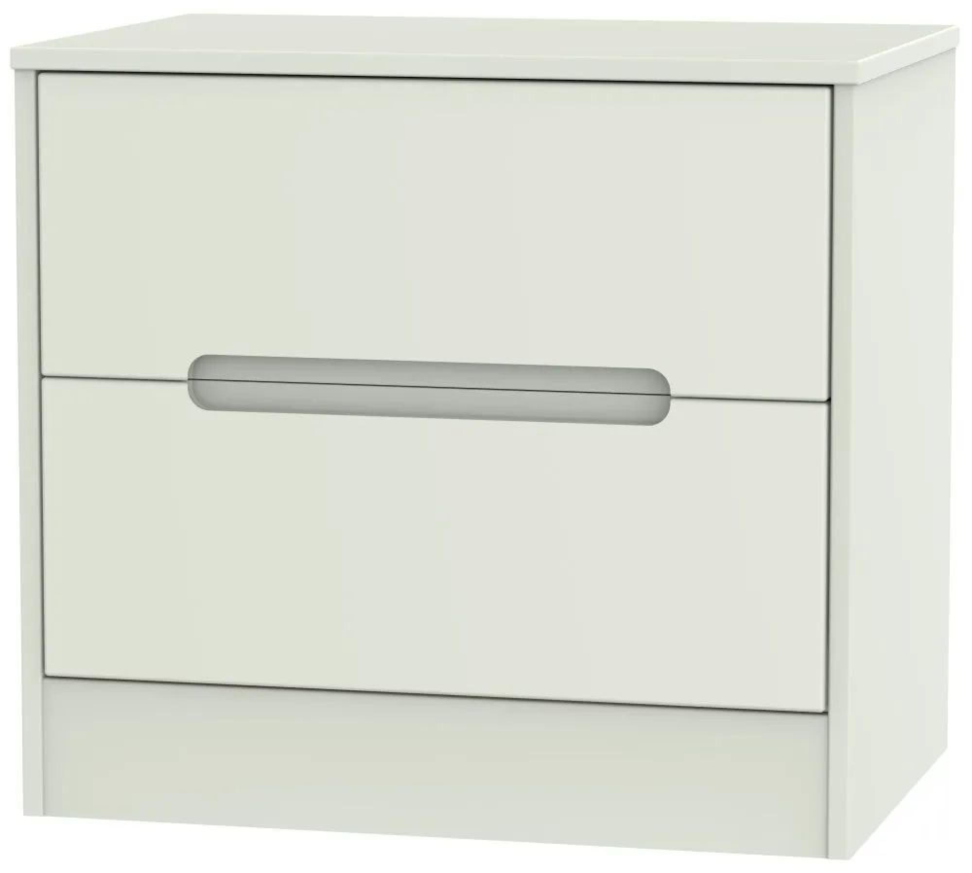 Monaco Bedside Cabinet - Wide - 2 Drawer - Cashmere Matt