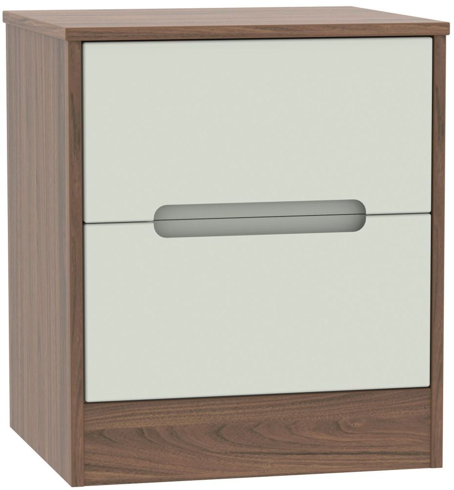Monaco Cashmere and Carini Walnut 2 Drawer Bedside Cabinet