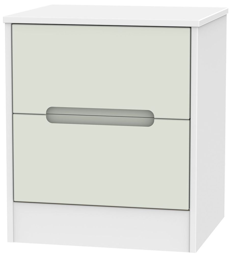 Monaco Bedside Cabinet - 2 Drawer - Cashmere and White