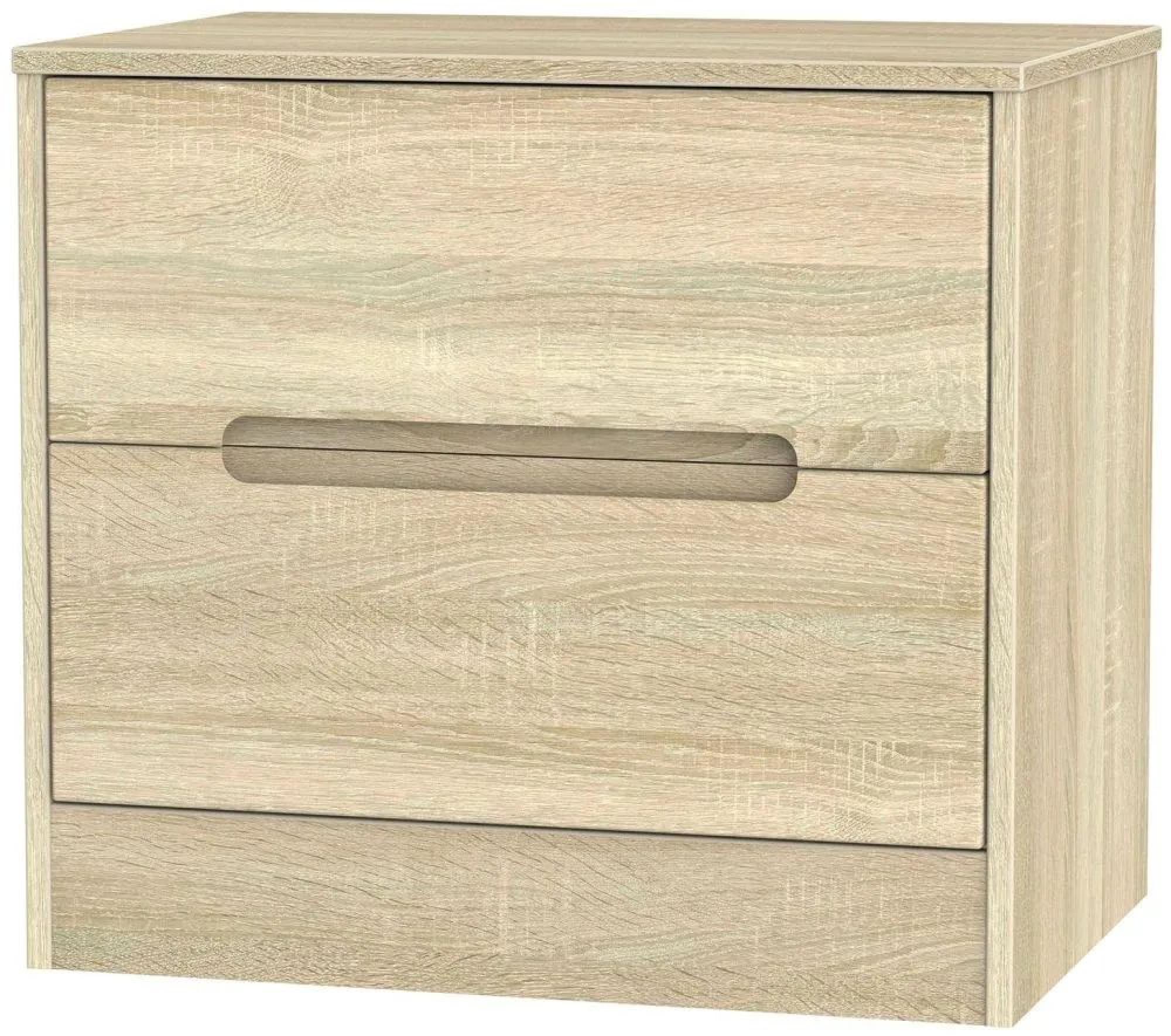 Monaco Bedside Cabinet - Wide - 2 Drawer - Oak