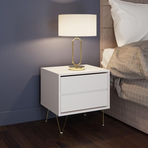 Montour White 2 Drawer Bedside
