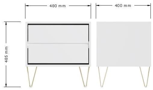 Montour White 2 Drawer Bedside