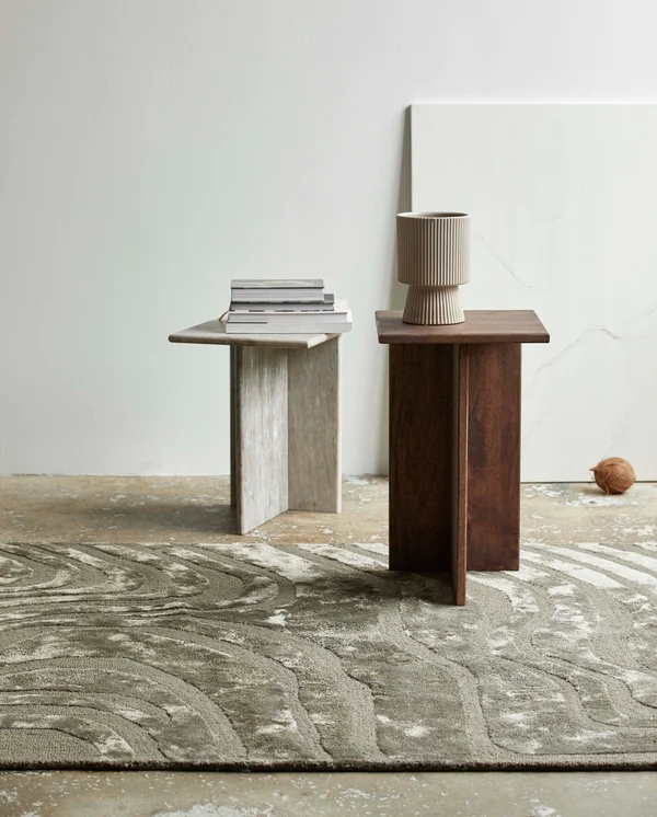 Bille Bedside Table - Mango Wood & Marble Top