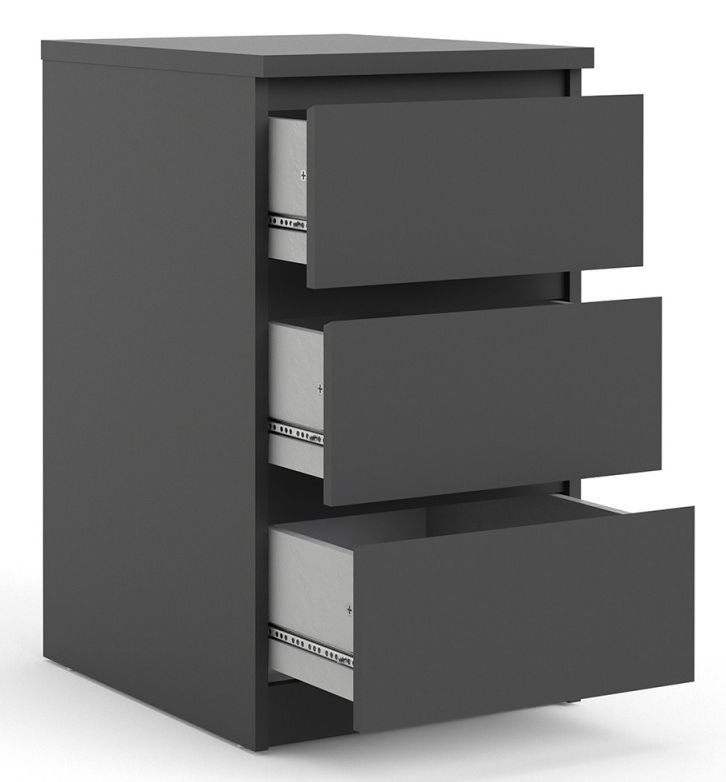 Naia Black 3 Drawer Bedside Cabinet