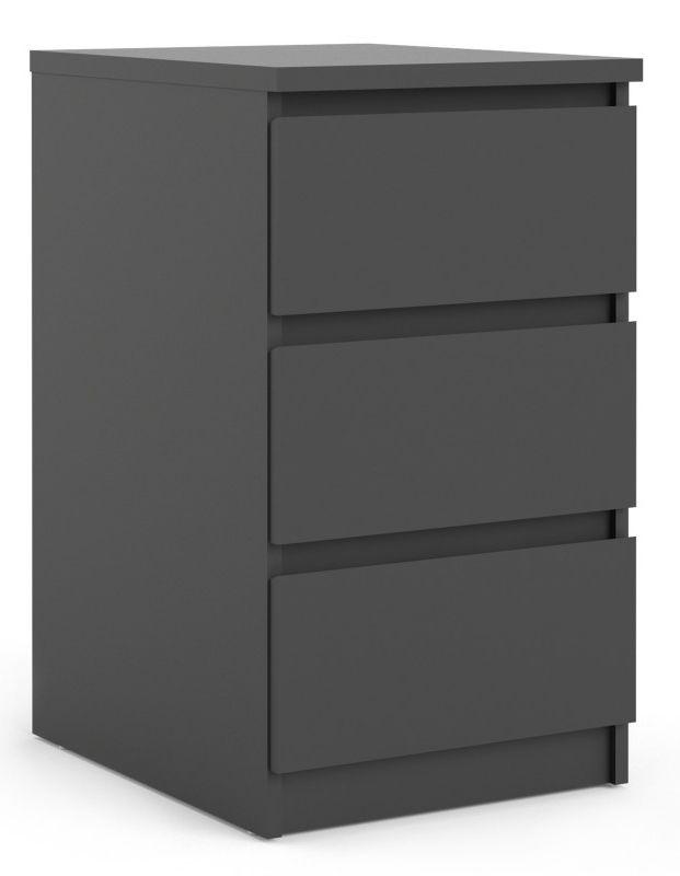 Naia Black 3 Drawer Bedside Cabinet