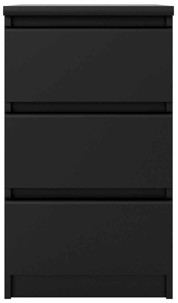 Naia Black 3 Drawer Bedside Cabinet