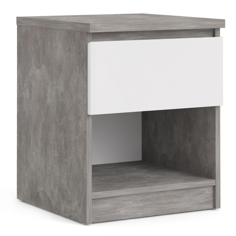 Naia Grey Concrete Effect 1 Drawer Bedside Cabinet