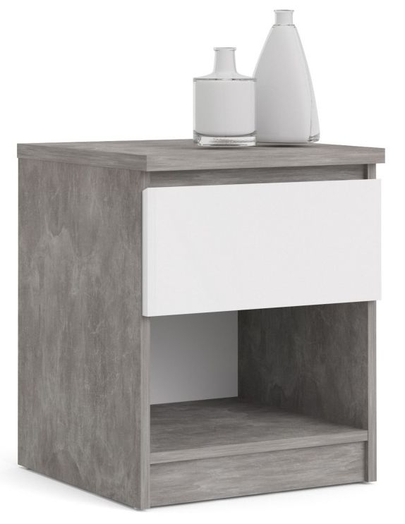 Naia Grey Concrete Effect 1 Drawer Bedside Cabinet