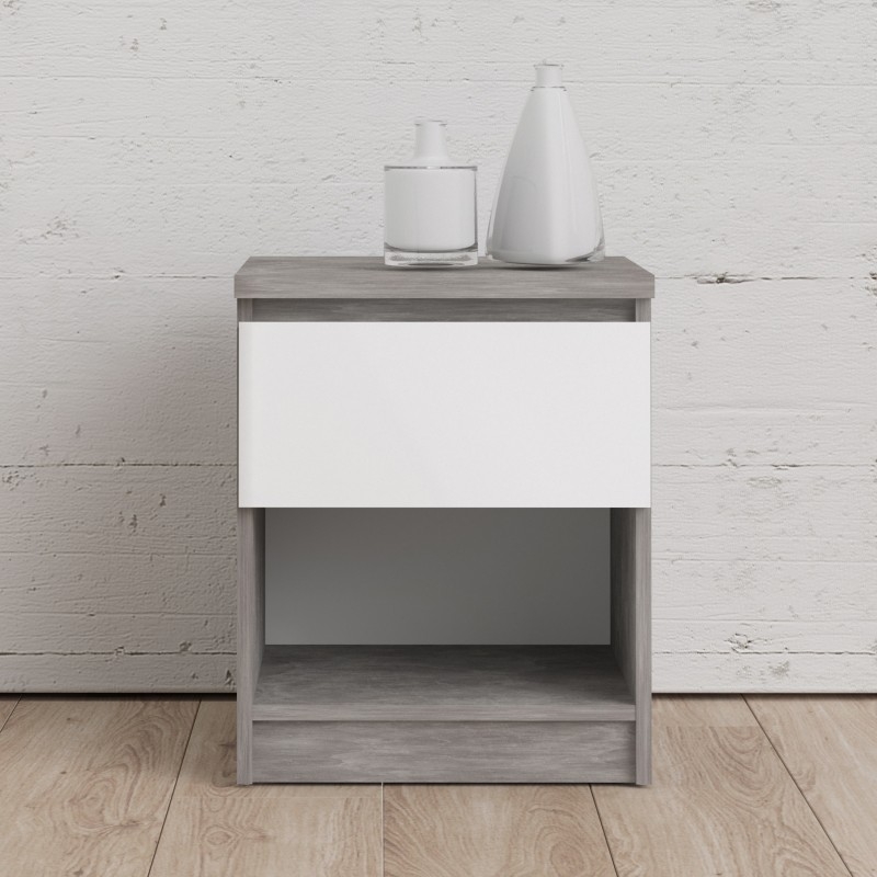 Naia Grey Concrete Effect 1 Drawer Bedside Cabinet