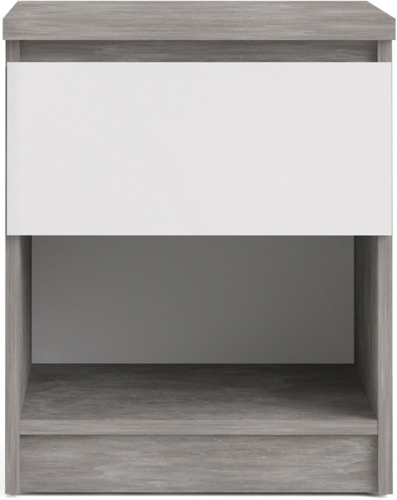 Naia Grey Concrete Effect 1 Drawer Bedside Cabinet