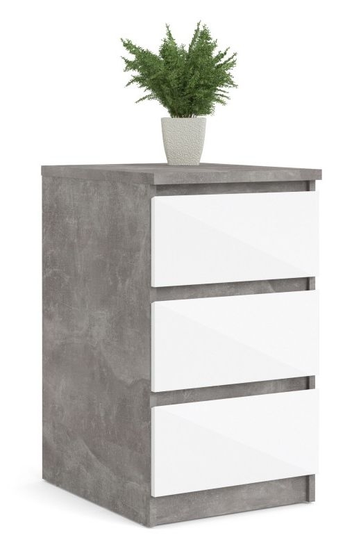 Naia Grey Concrete Effect 3 Drawer Bedside Cabinet