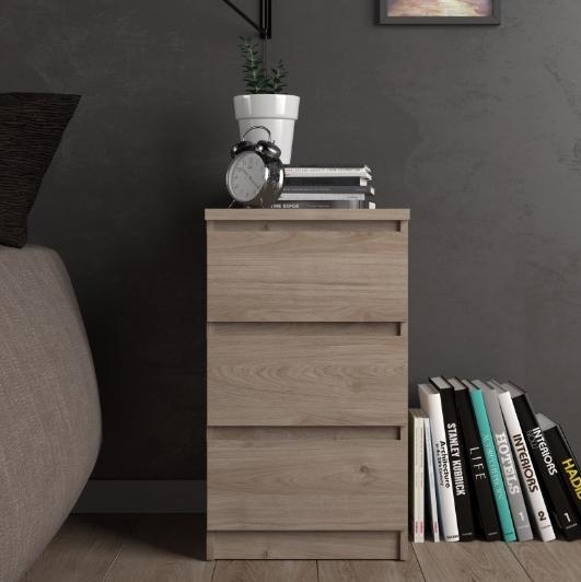 Naia Oak Effect 3 Drawer Bedside Cabinet
