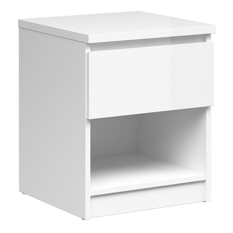 Naia White Gloss 1 Drawer Bedside Cabinet