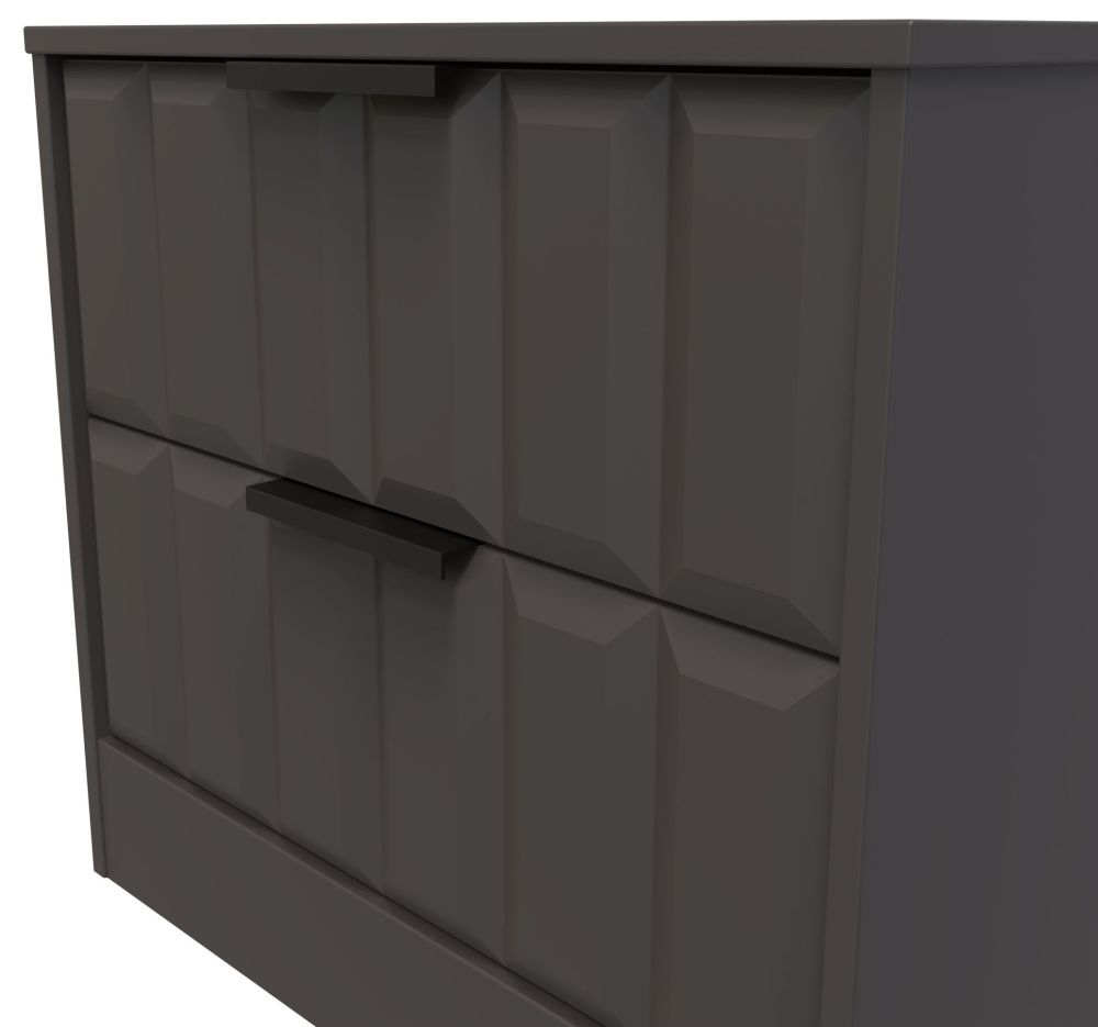 New York Bedside Cabinet - 2 Drawer - Graphite