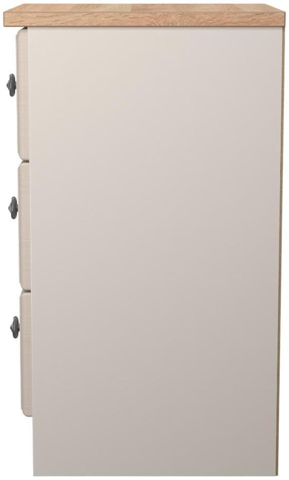 Norfolk Bedside Cabinet - 3 Drawer - Cashmere and Oak