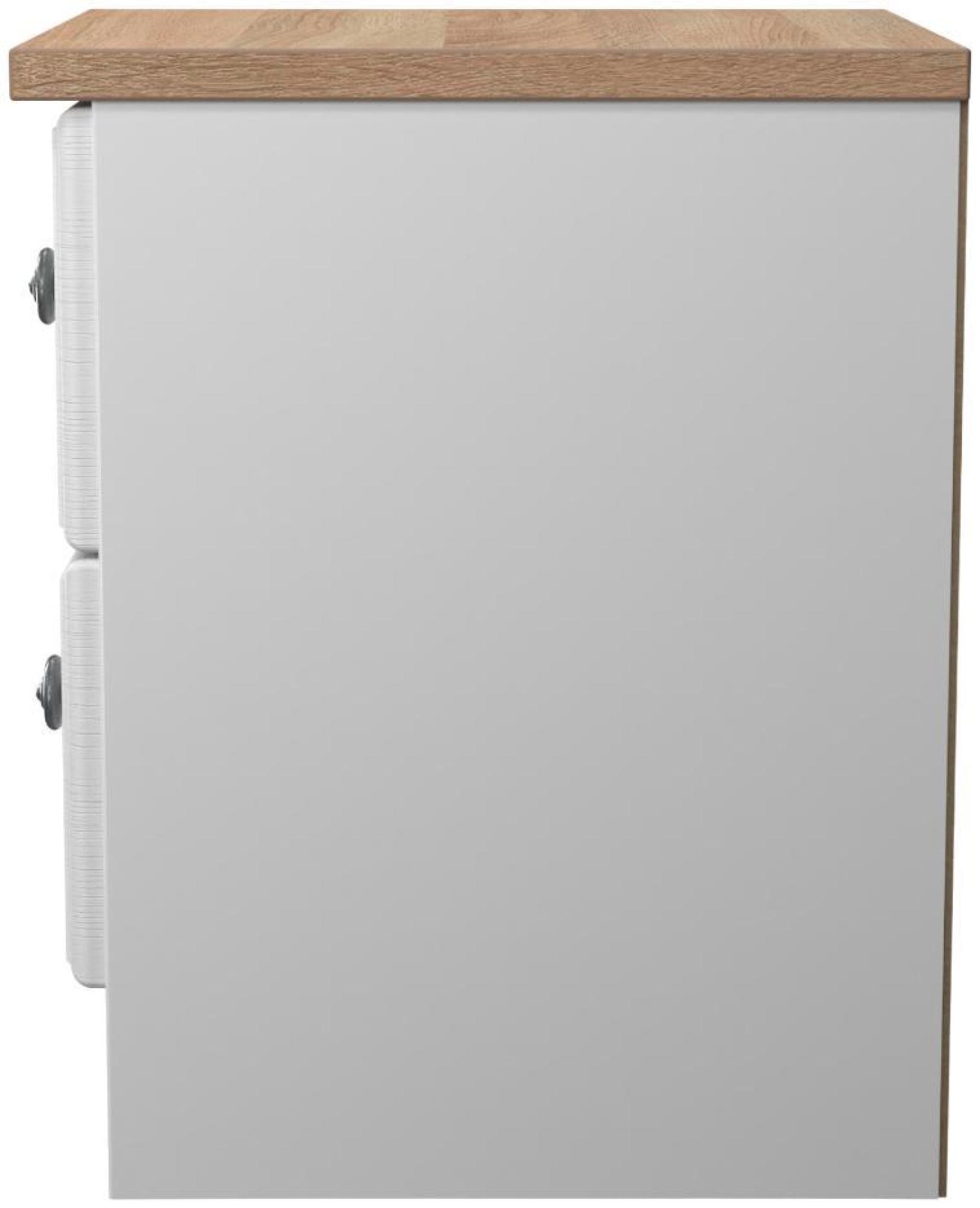 Norfolk Bedside Cabinet - 2 Drawer - White and Oak