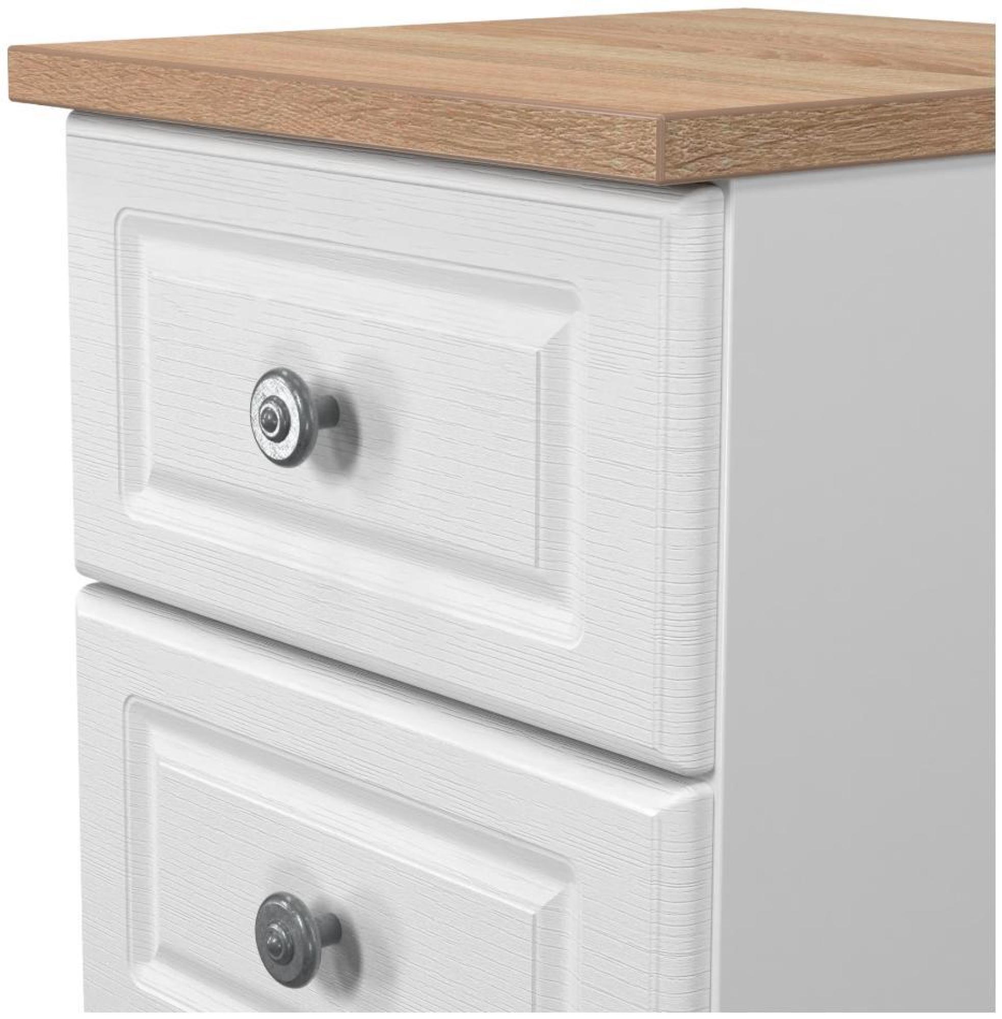 Norfolk Bedside Cabinet - 2 Drawer - White and Oak