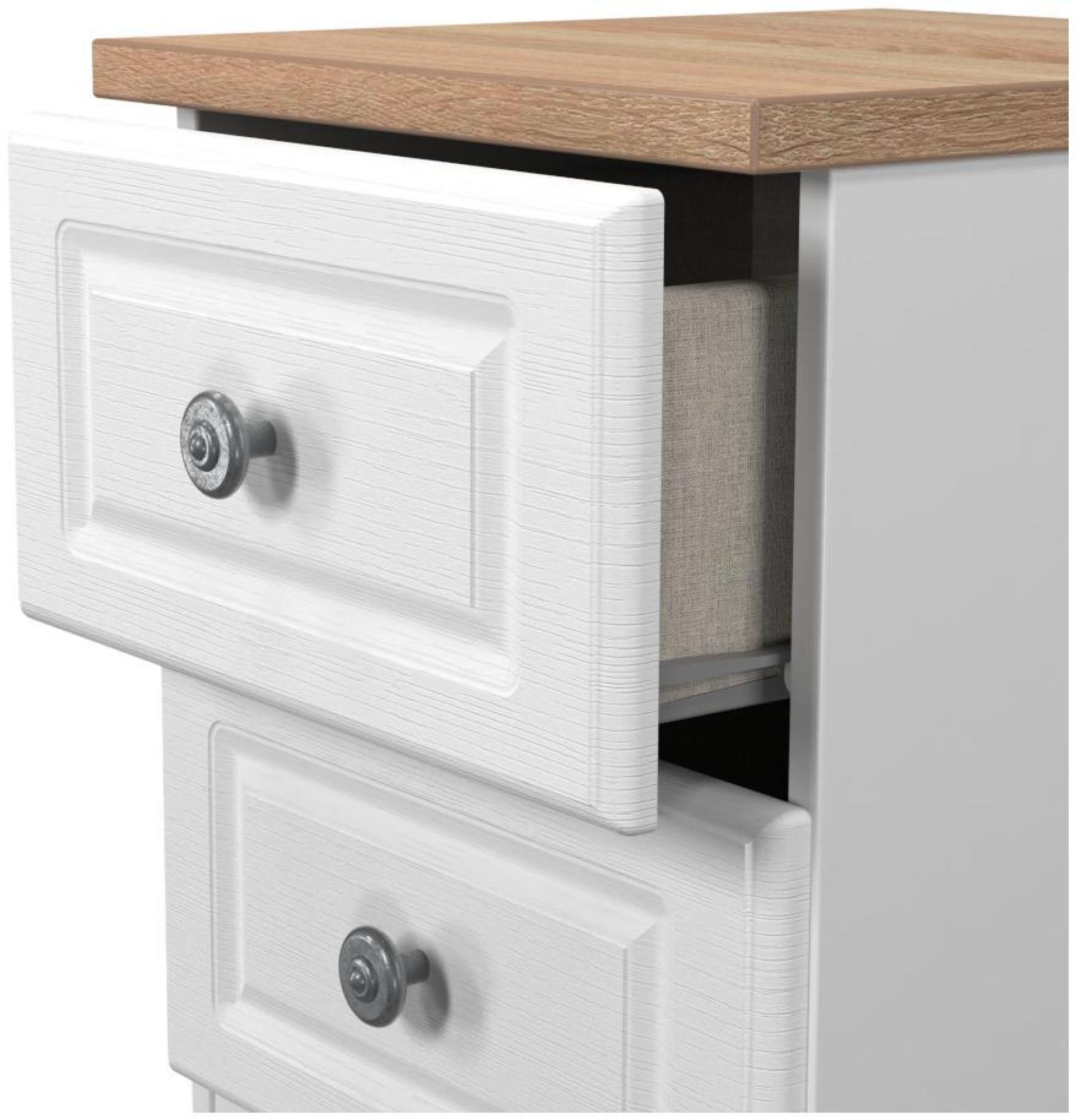 Norfolk Bedside Cabinet - 2 Drawer - White and Oak