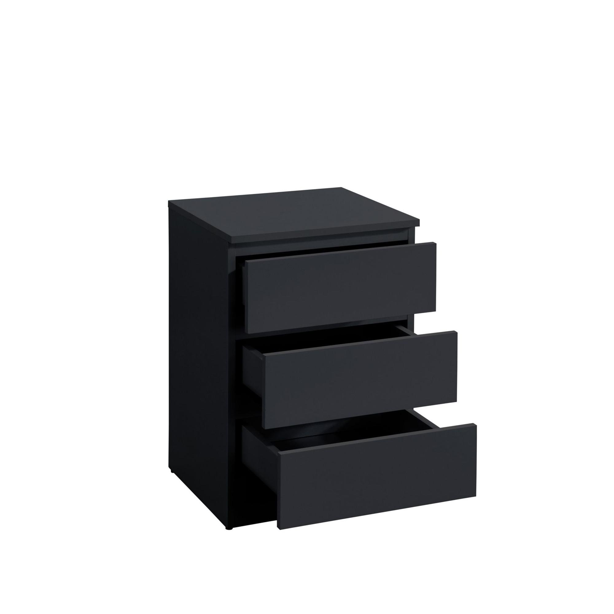 Oslo Bedside Cabinet - 3 Drawer - Black