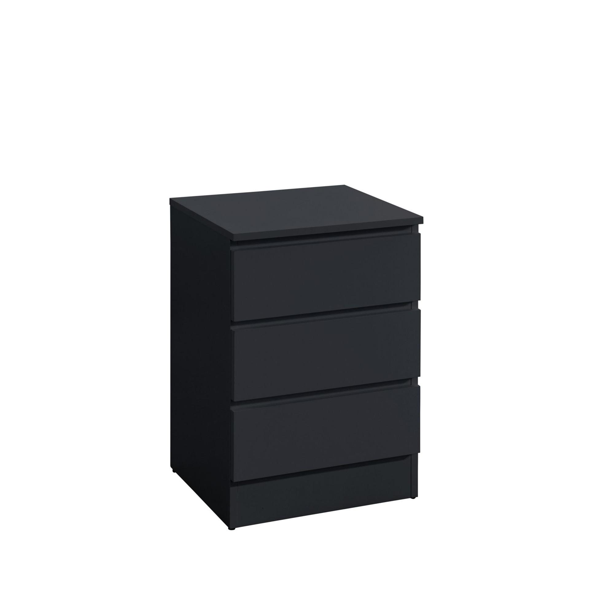 Oslo Bedside Cabinet - 3 Drawer - Black