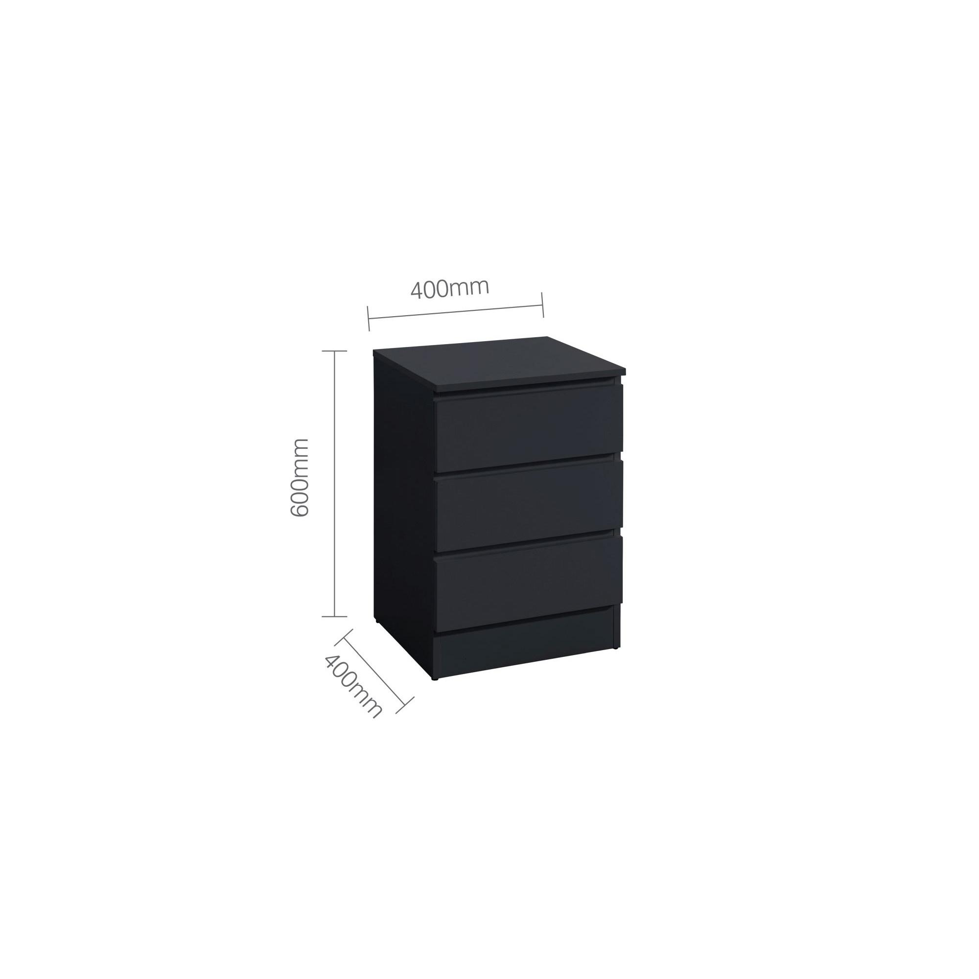 Oslo Bedside Cabinet - 3 Drawer - Black