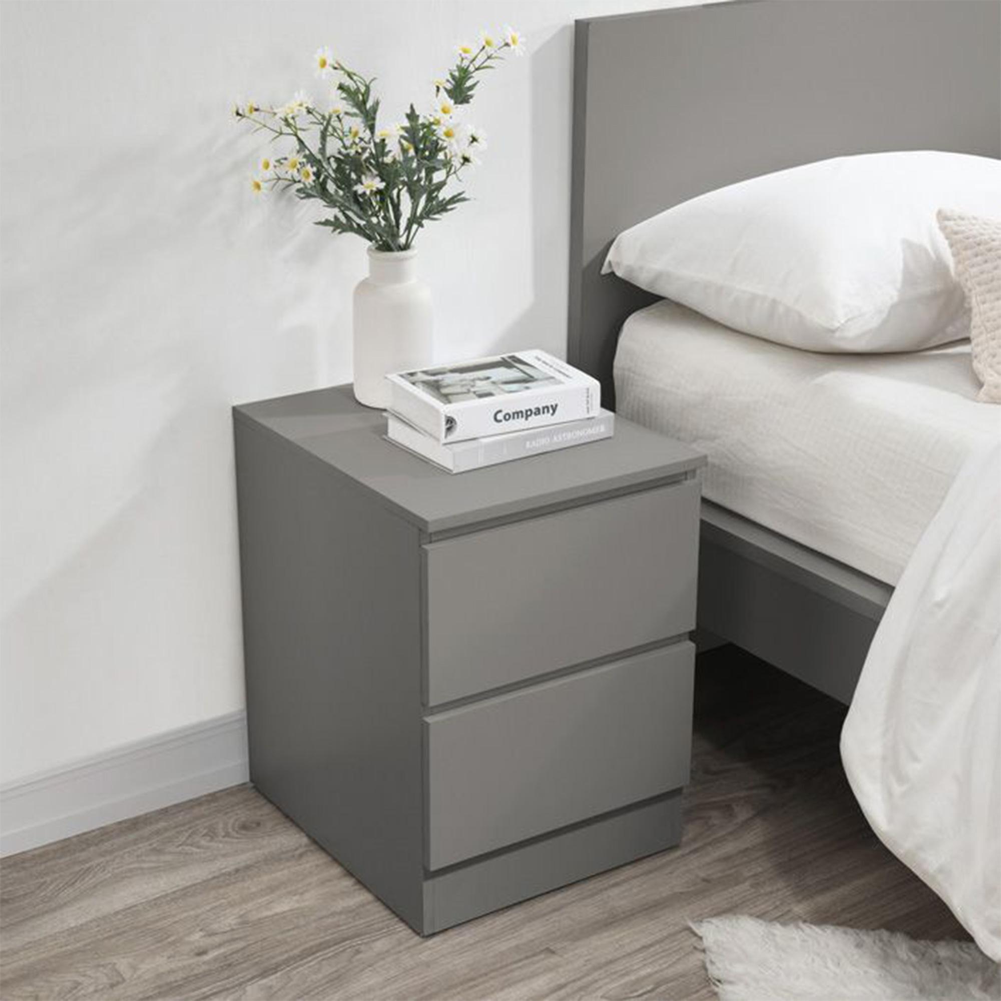 Oslo Bedside Cabinet - 2 Drawer - Grey