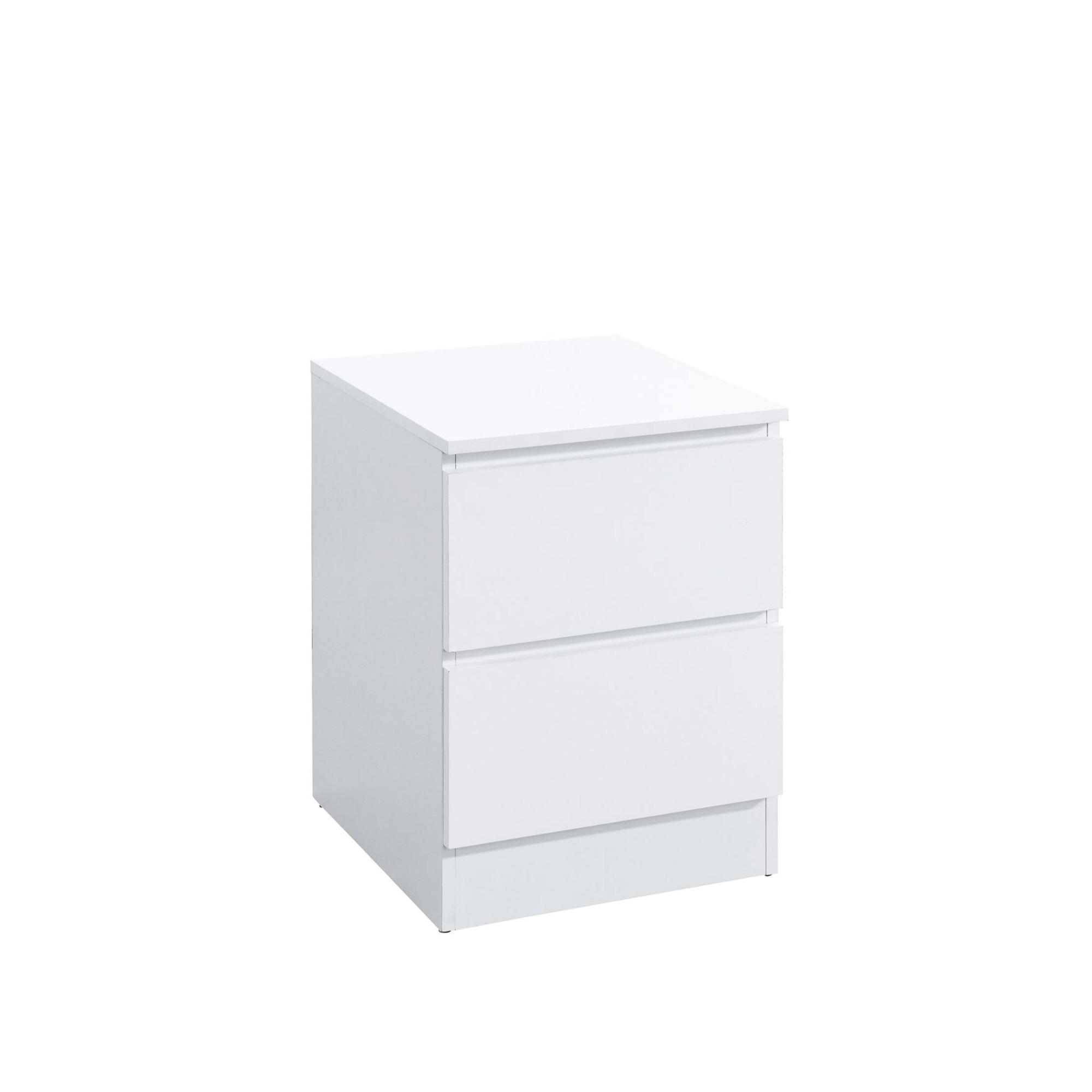 Oslo Bedside Cabinet - 2 Drawer - White