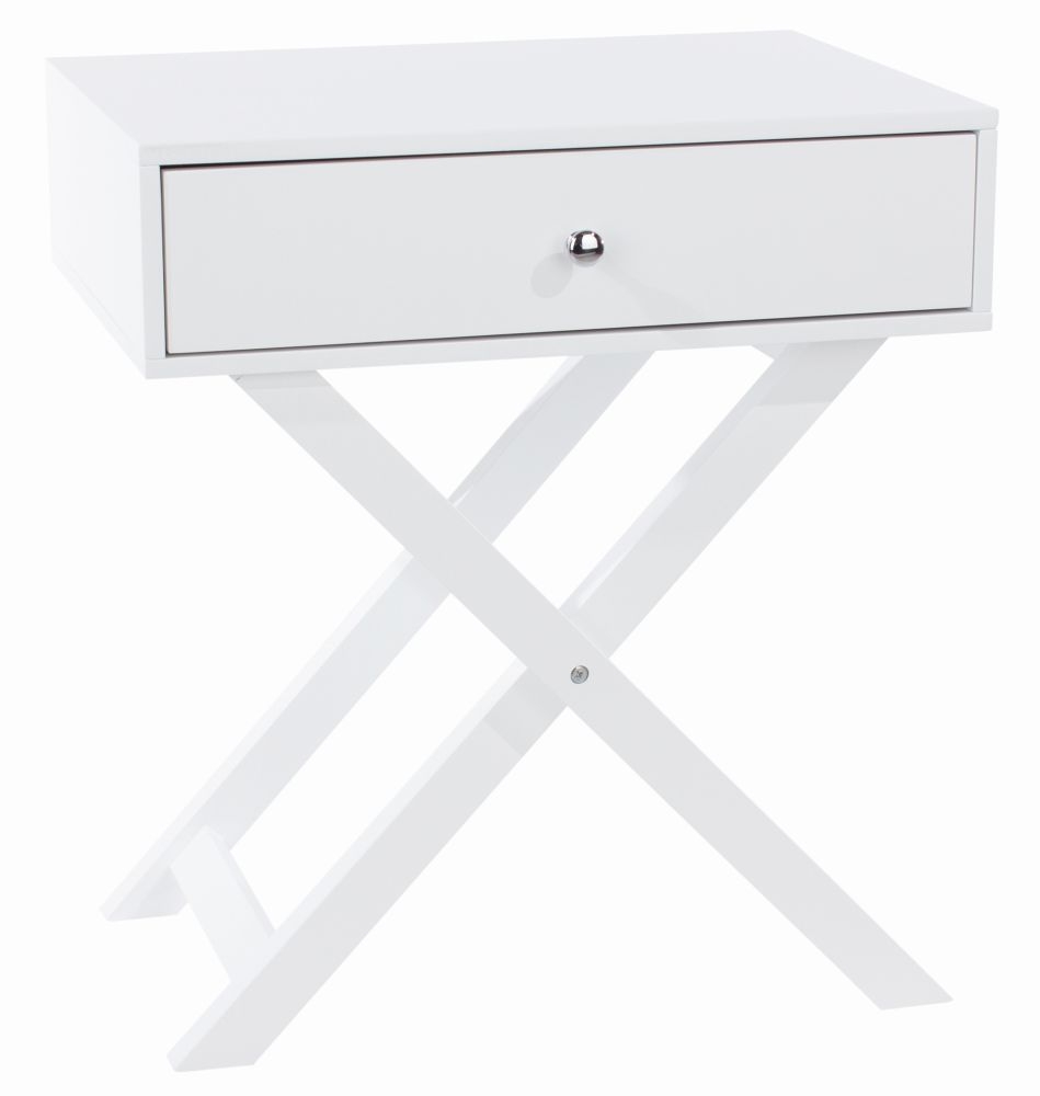 Options Bedside Table - 1 Drawer - White - X Legs