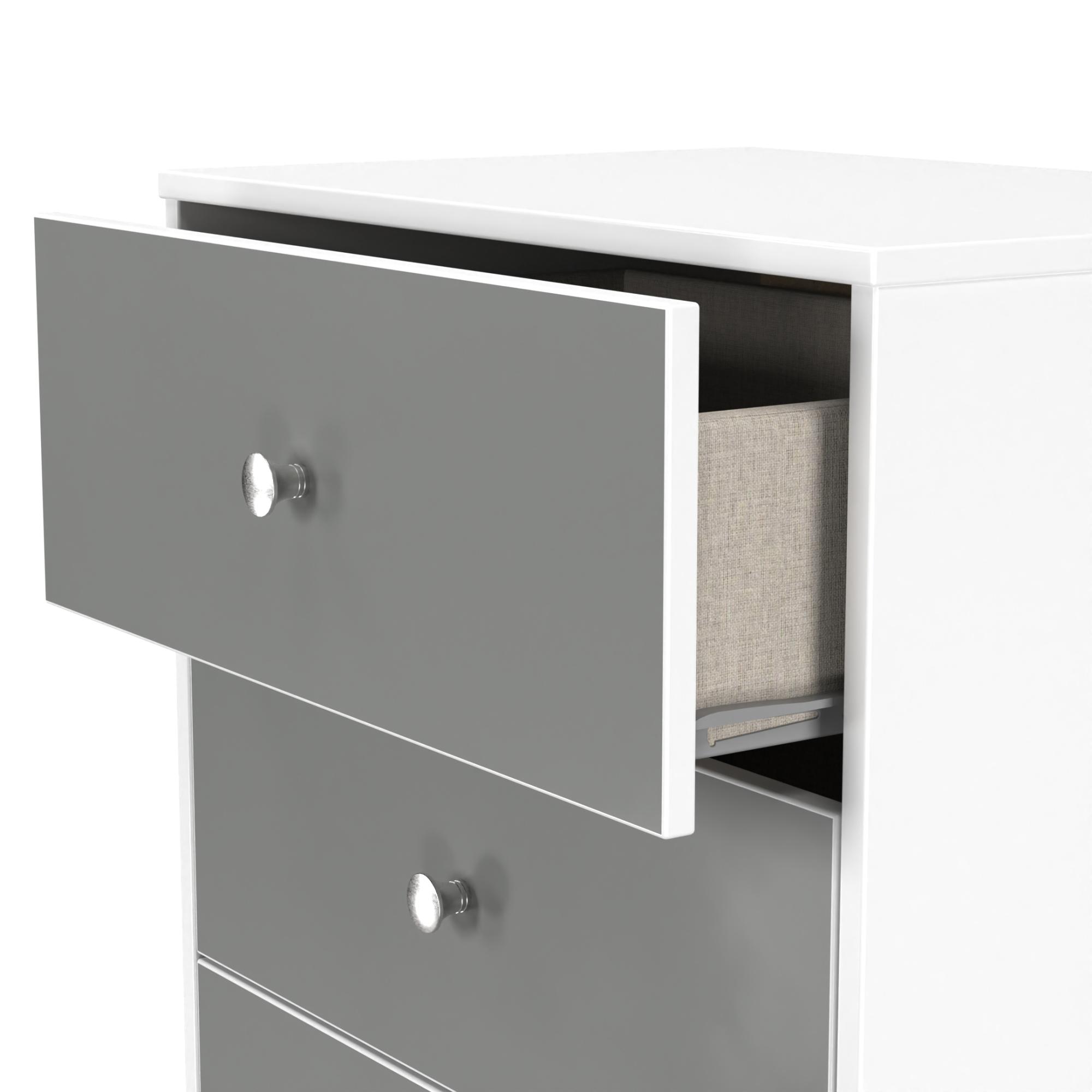 Padstow Bedside Cabinet - 3 Drawer - Grey and White