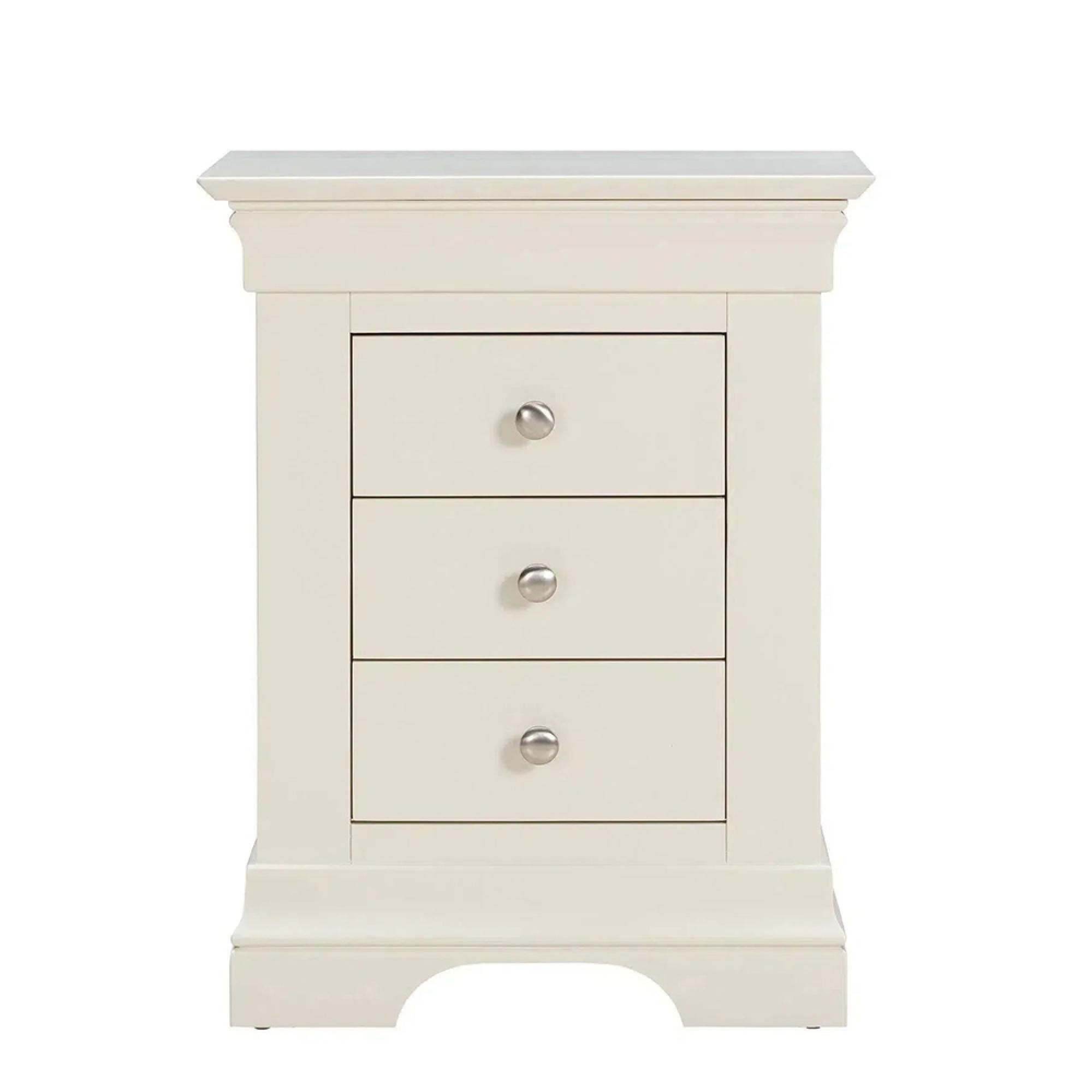 Paisley Cream Painted 3 Drawer Bedside Cabinet