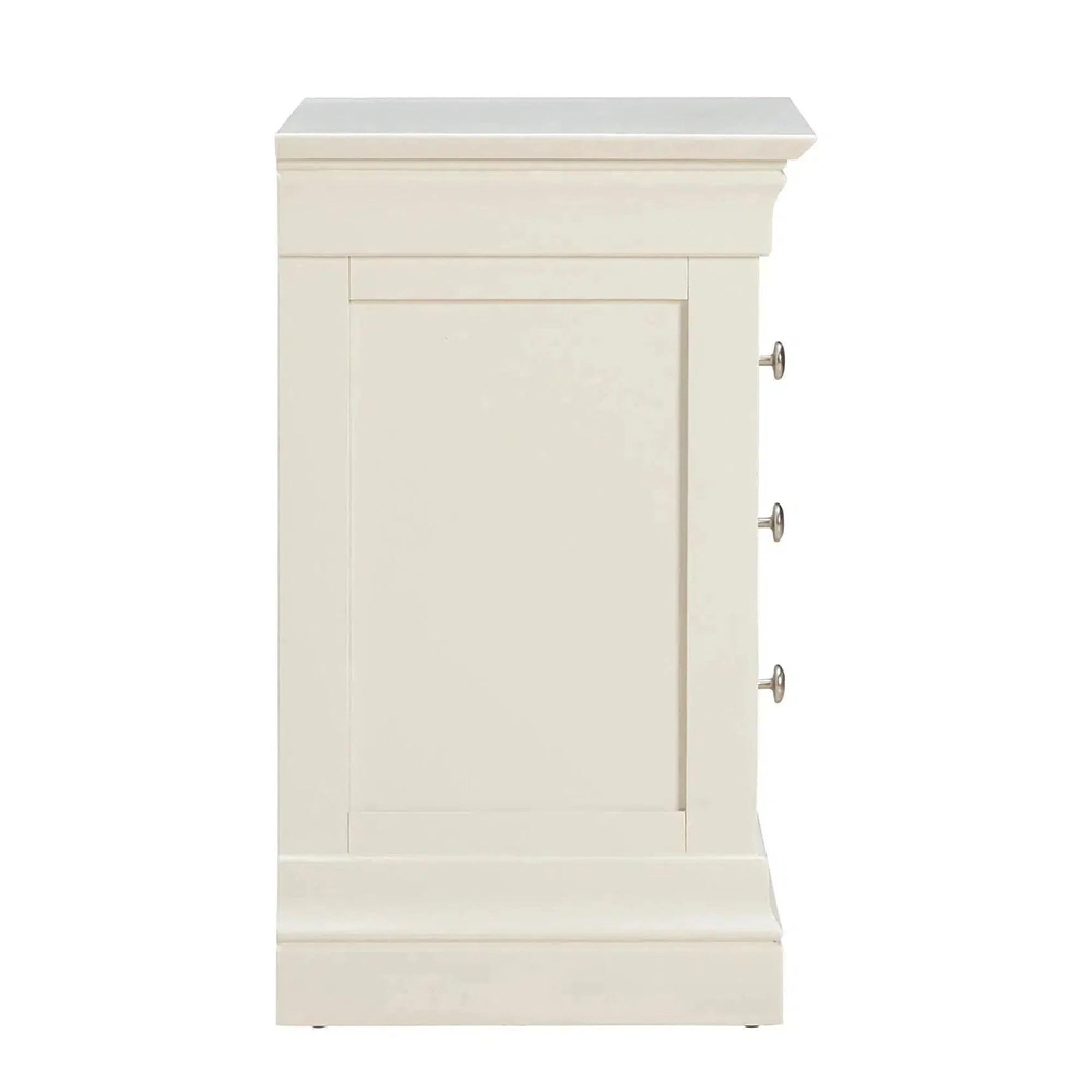 Paisley Cream Painted 3 Drawer Bedside Cabinet