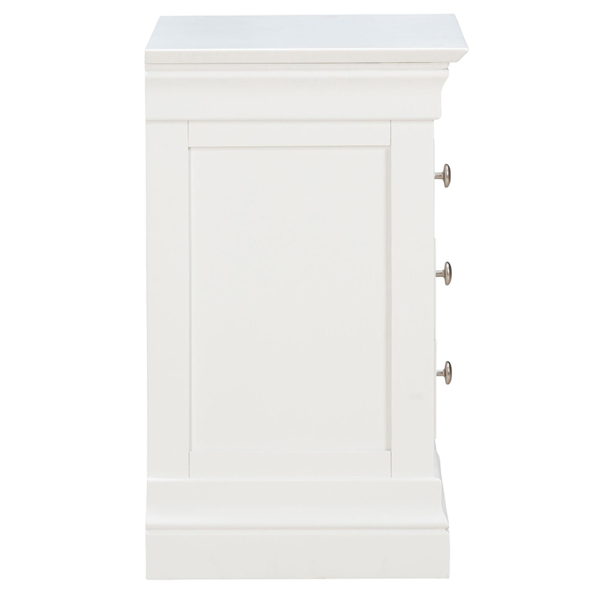 Paisley White Painted 3 Drawer Bedside Cabinet