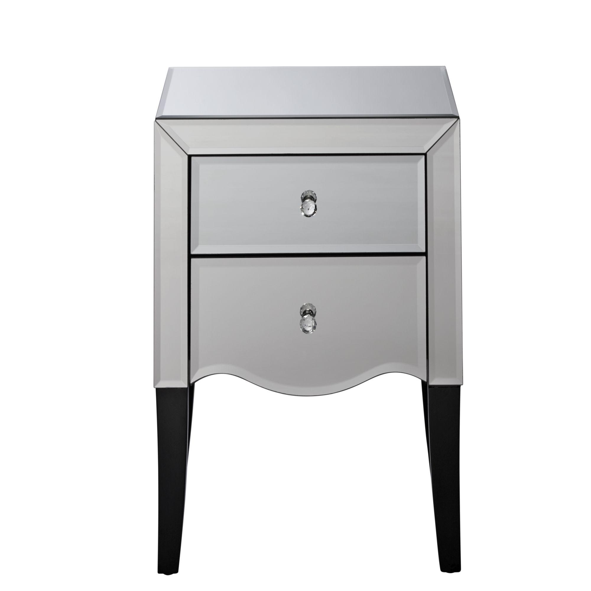 Palermo 2 Drawer Bedside Cabinet - Mirrored