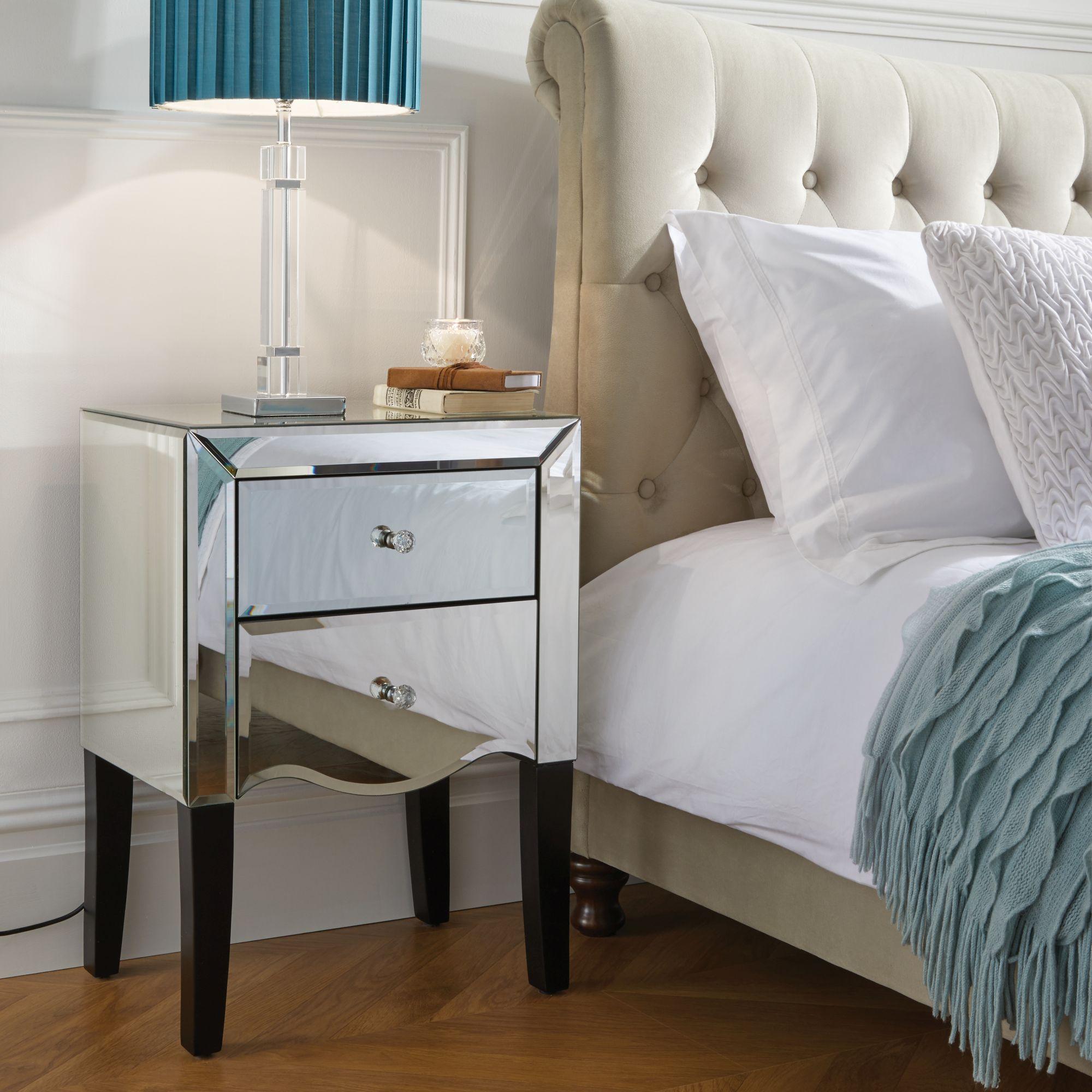 Palermo 2 Drawer Bedside Cabinet - Mirrored