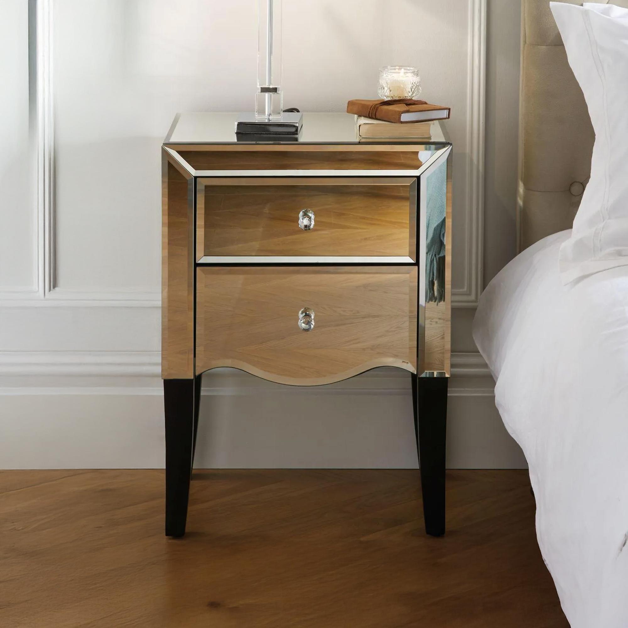 Palermo Mirrored 2 Drawer Bedside Cabinet