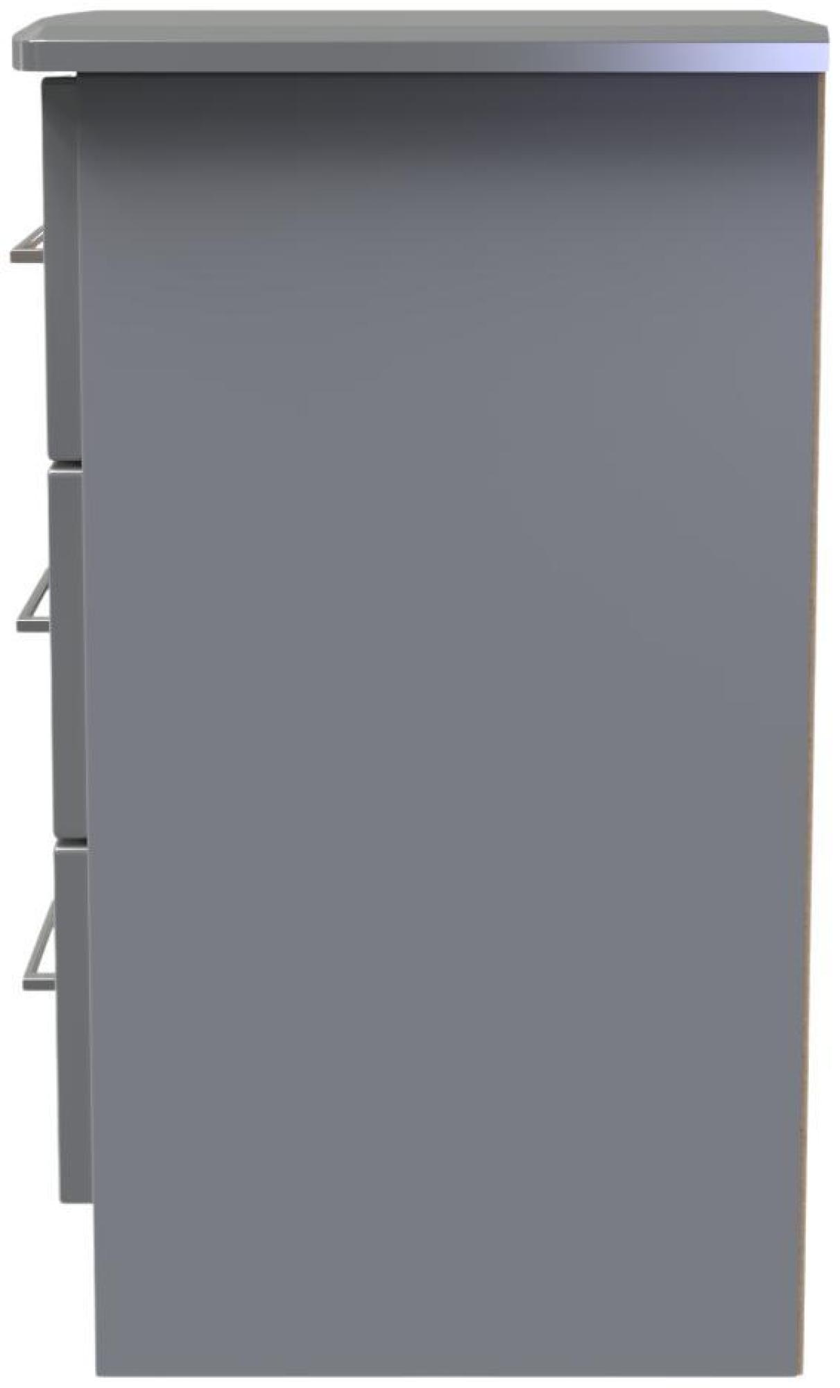 Paris Bedside Cabinet - 3 Drawer - Grey Gloss