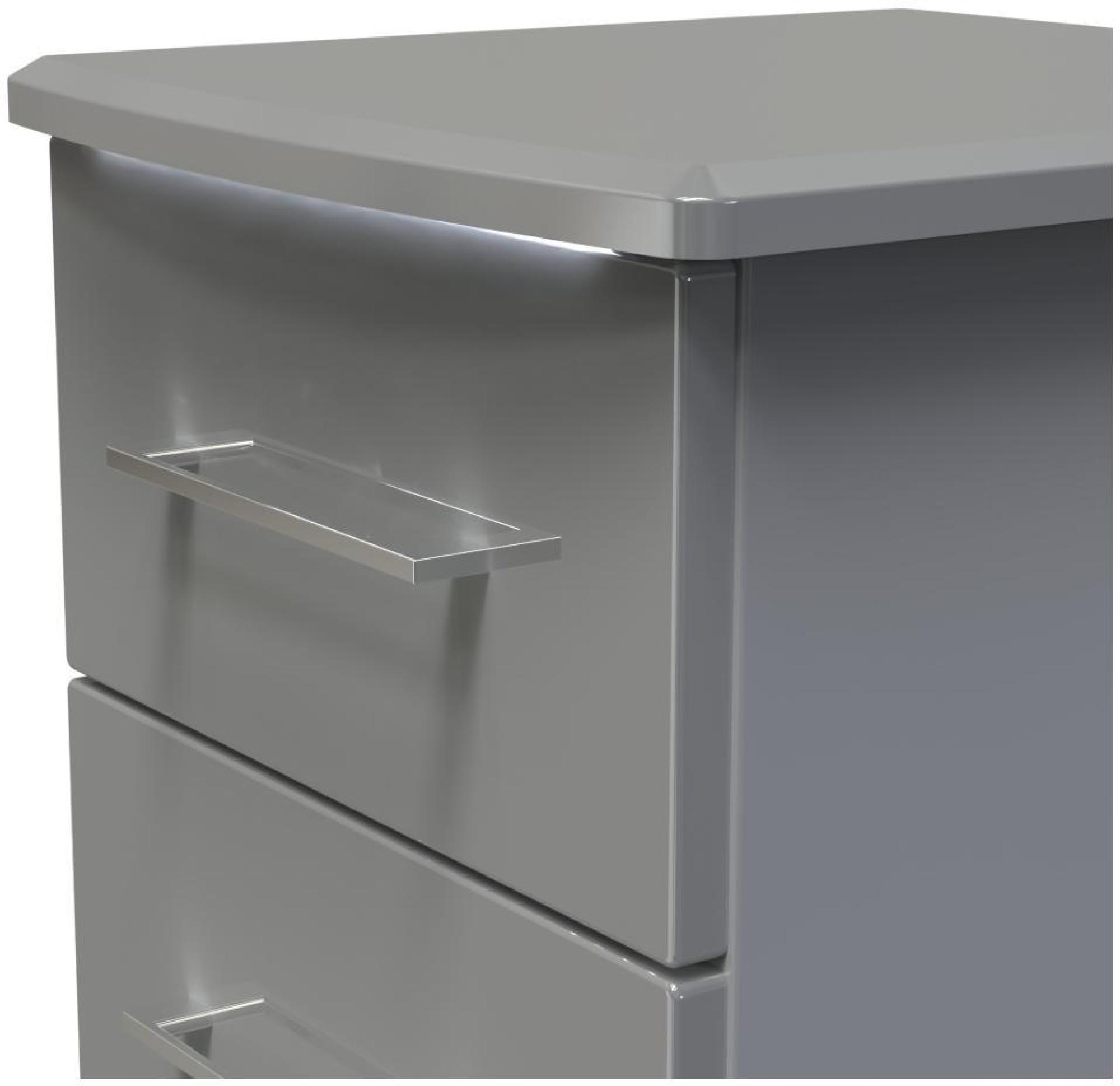 Paris Bedside Cabinet - 3 Drawer - Grey Gloss