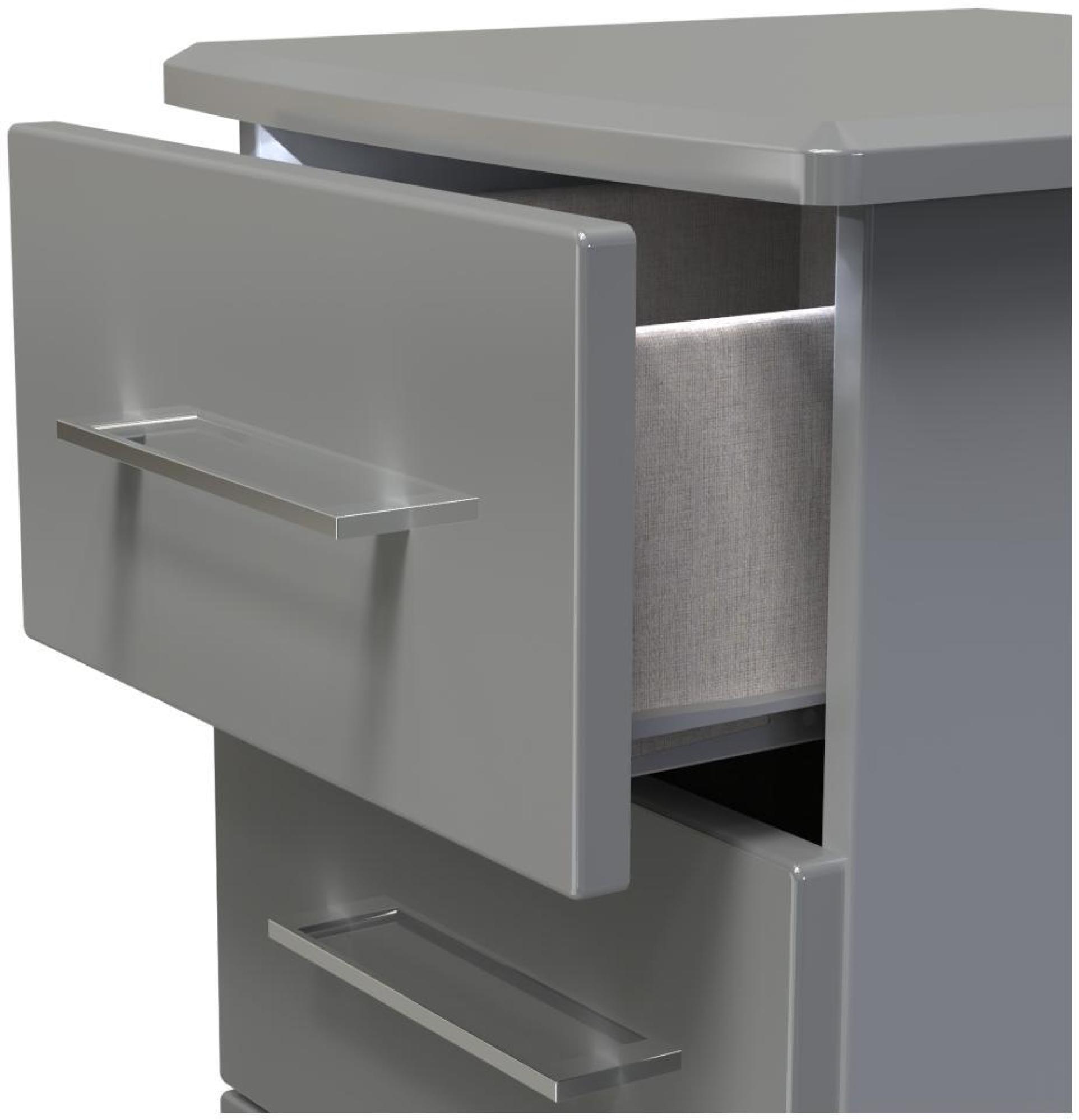 Paris Bedside Cabinet - 3 Drawer - Grey Gloss