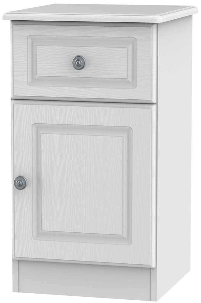 Pembroke White 1 Door 1 Drawer Bedside Cabinet RHF