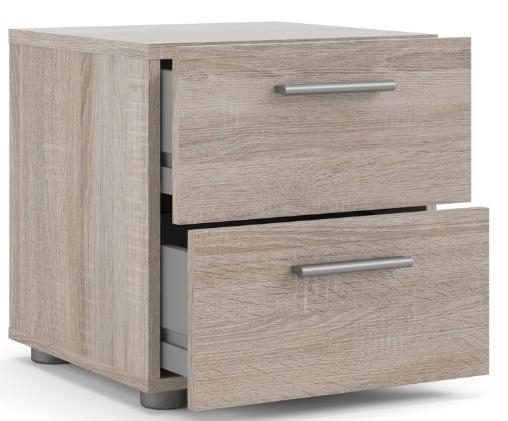 Pepe Truffle Oak Effect 2 Drawer Bedside Cabinet