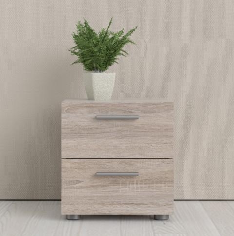 Pepe Truffle Oak Effect 2 Drawer Bedside Cabinet