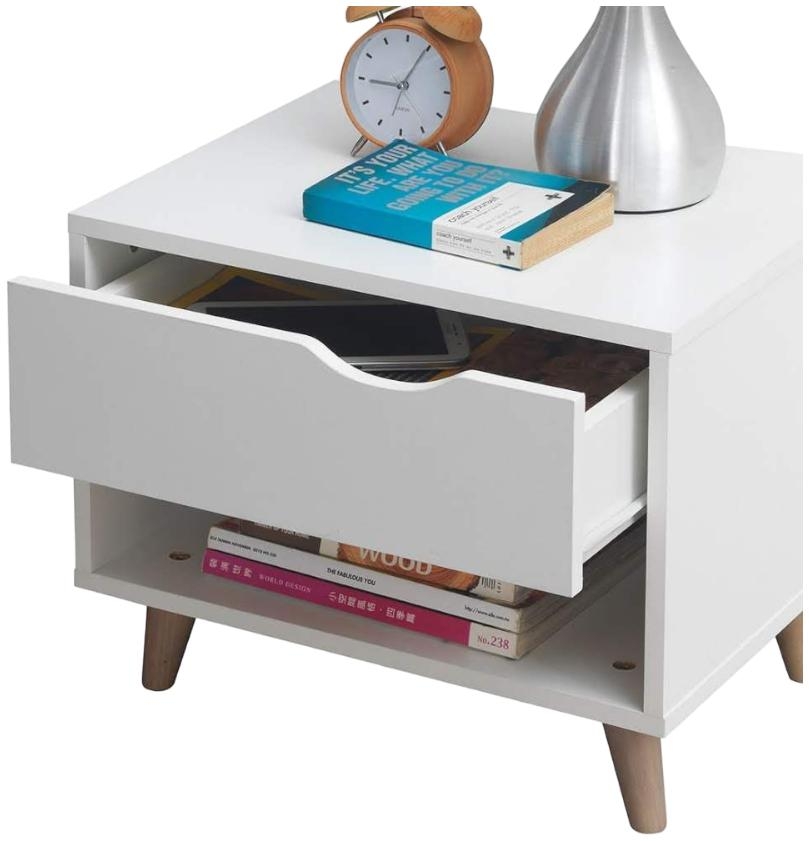 Perce White 1 Drawer Bedside Cabinet