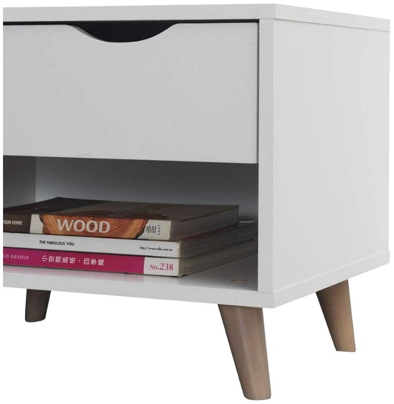 Perce White 1 Drawer Bedside Cabinet