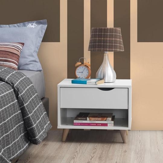Perce White 1 Drawer Bedside Cabinet
