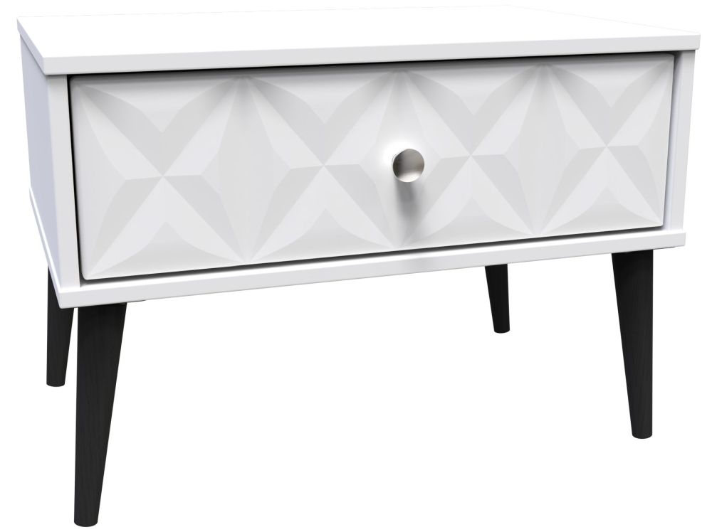 Pixel Bedside Table - Midi - 1 Drawer - White