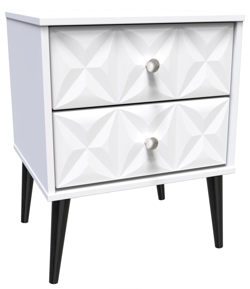 Pixel Bedside Cabinet - 2 Drawer - White