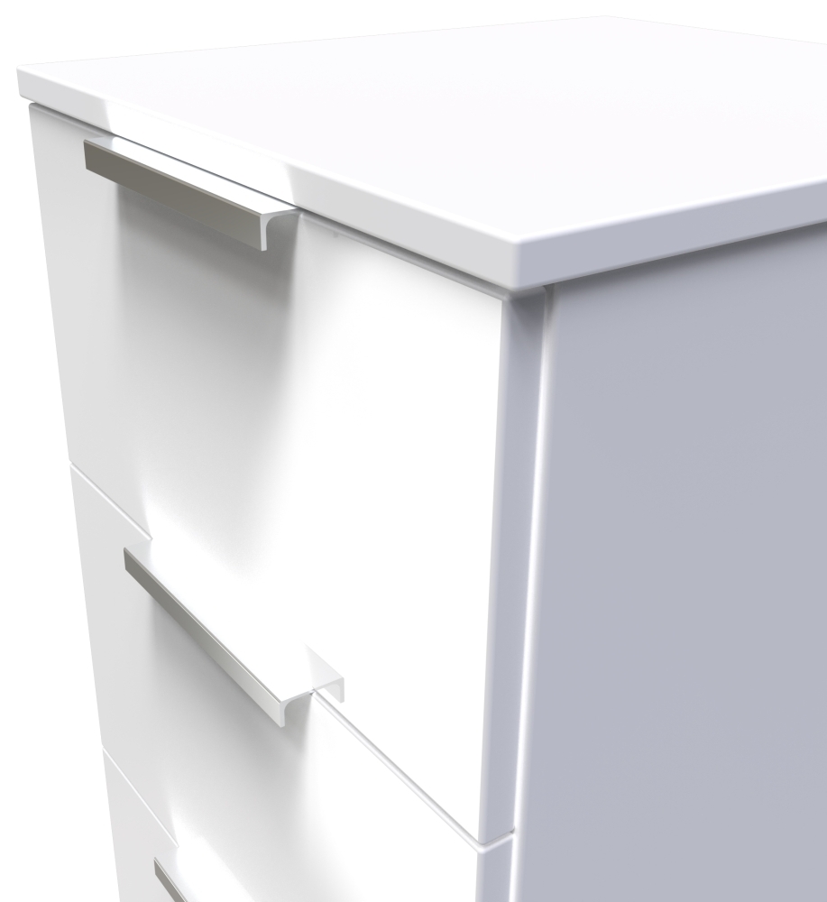 Plymouth Bedside Cabinet - 3 Drawer - White Gloss