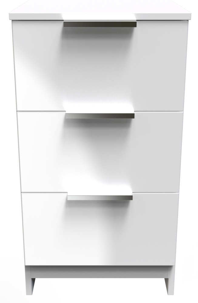 Plymouth Bedside Cabinet - 3 Drawer - White Gloss