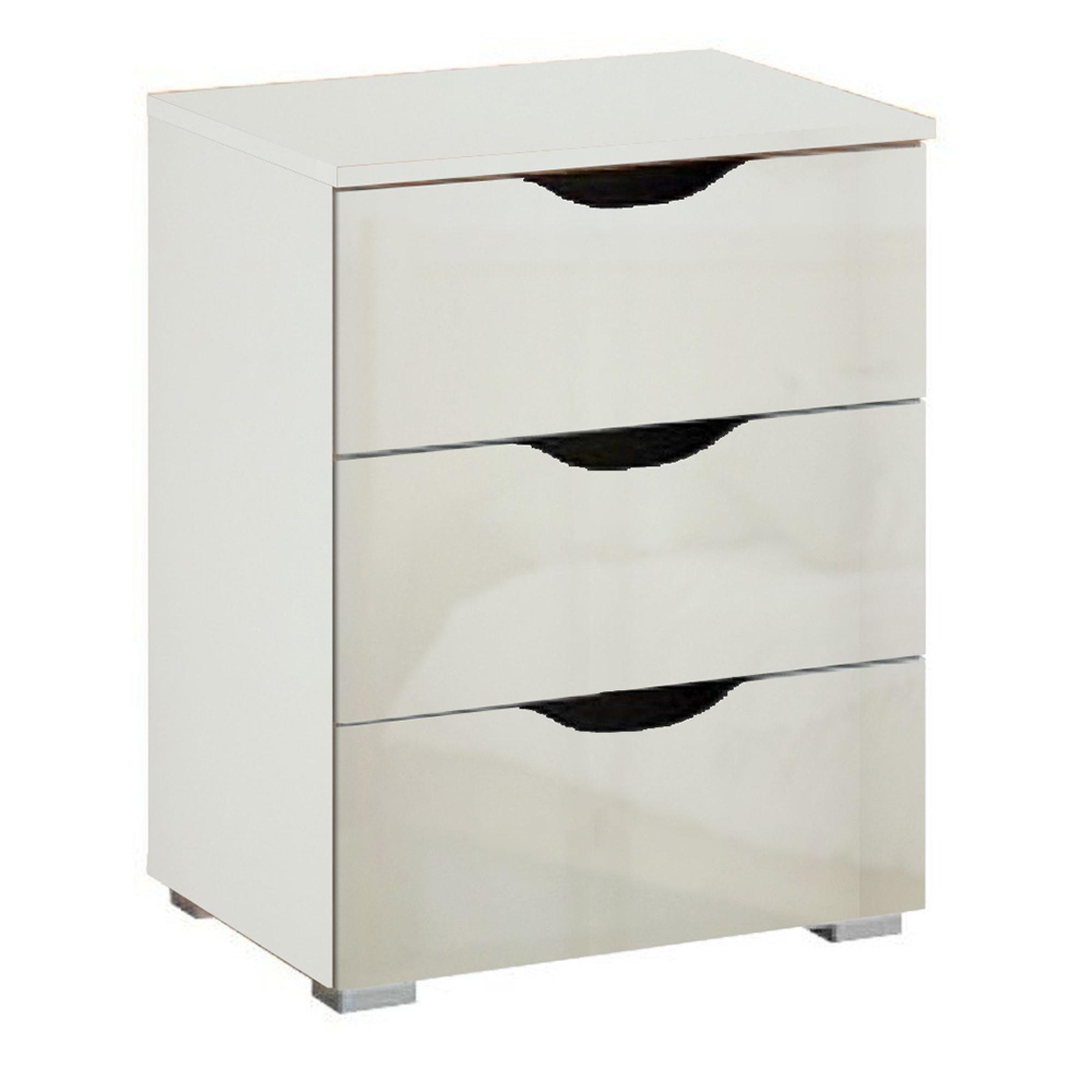 Rauch Arnstein 3 Drawer Bedside Cabinet - Alpine White and White High Gloss