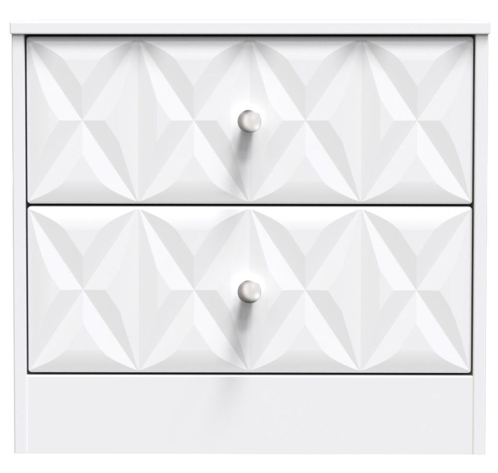 San Jose White 2 Drawer Bedside Cabinet